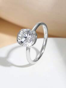 AETOLIA 1Ct 6*6mm Round Cut 9A Cubic Zirconia Solitaire Ring For Women, Solid 925 Sterling Silver Minimalist Engagement Ring, Anniversary & Valentine's Gift