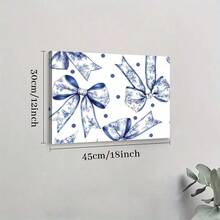 1Pc Solid Wood Frame Blue And White Floral Bow, Polka Dot Background, Hand-Drawn Illustration Style Theme Canvas Posters & Prints, Large Canvas Wall Art, 2D Flat, Easy Hang Tabletop Or Wall Display, For Halloween, Christmas Gifts, Bedroom, Living Room, Decoration Ready To Hang - Multicolor - View 6