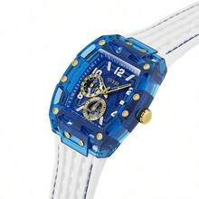 Guess 1PC Men's Quartz Watch, Multi-Color Dial, Technology Small Square Watch, Hollow Design, Showing Man, Versatile And Fashionable, Suitable For Daily Wear, As A Gift, Commemorative Day.GW0499G3