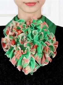 1 pieza Snood de mujer de gasa arrugada, cuello falso, bufanda con protección para el cuello, de seda versátil y elegante, adecuada para el uso diario y actividades al aire libre, Día de San Valentín