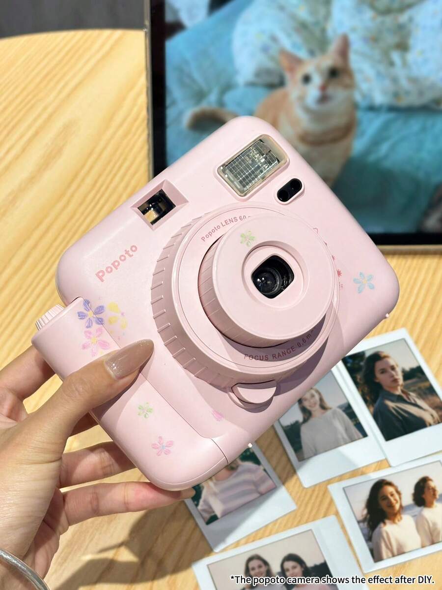 popoto Popoto Instant Camera Bundle With Instant Mini Films, One-Touch Operation, Selfie Mirror, Retro Design,For Beginners, Features A Built-In Flash, A Center-Axis Viewfinder, And Develops Photos In 30 Seconds, With 10 Instant Mini Films.(Not Include Battery)