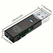 High Speed 2-In-1 Multi Card Card Reader USB 3.0 Mini SD TF Card Storage Flash Drive Adapter - Black - View 3