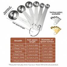 6pcs Measuring Spoons,Measuring Spoon Set,Multi-Function Stainless Steel Measuring Spoons, Stainless Steel Measuring Spoons,Stackable Spoons,Baking Measuring Tool, With Storage Ring, Easy To Use And Store - - - View 3