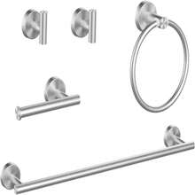 5件套不锈钢浴室配件：毛巾杆、毛巾环、卫生纸架、毛巾挂钩、浴袍挂钩 - 壁挂式201不锈钢五金套装，适用于家居展厅和酒店浴室卫浴产品、家居装饰、整洁的储物架、浴室洁具、浴室五金套装、浴室配件、浴室工具 - 彩色 - 查看 8