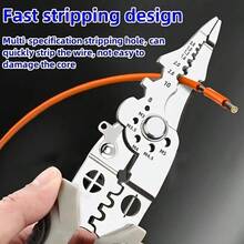 1pc Multi-Functional Electrician's Wire Stripper, Crimping Pliers, Cutter - Professional Electrical Tool For M6/M8/M10, Industrial-Grade Construction, No Assembly Required, Suitable For Household DIY, Automotive Manufacturing And Industrial Work