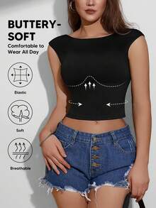 Women's Backless Solid Color Camisole Top, Highly Elastic And Minimalist Design, Favored By Females For Outings