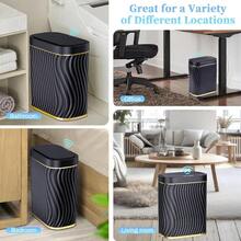 Bathroom Small Trash Can With Automatic Touchless Lid 2.6 Gallon Smart Garbage Can Narrow Waterproof Trash Bin For Bedroom Office Living Room