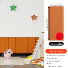 5pcs Nordic Minimalist 3D Self-Adhesive Wall Panels - Soft Protective Border For Bedside & Tatami, Washable Solid Colors (Pink, Light Blue, Teal, Orange, Beige) With Random Match Design