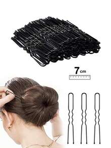 150/100/50个黑色7厘米/2.76英寸U型发夹，适用于女孩和女士浓密头发造型、发髻固定、发型设计、发饰、头部饰品 - 黑色7cm - 查看 11