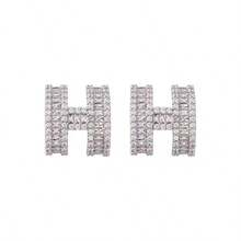 Nuevos pendientes de botón con inicial H en tono dorado 2025 - Pendientes minimalistas de declaración con circonita cúbica incrustada para mujeres