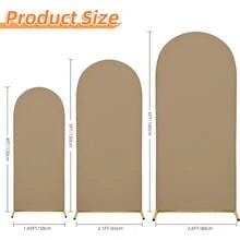 4ft, 5ft, 6ft, 6.6ft, 7.2ft Khaki Arch Backdrop, 2-Sided Spandex Fitted Arch Backdrop Fabric For Wedding Arch, Suitable For Birthday Party, Wedding Arch Decor (Arch Frame Not Included, Fabric Background Only)