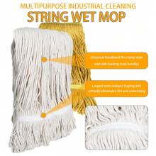 Wet String Mop For Floor Cleaning, Heavy Duty Mop With 2 Reusable Heads, Long Handle Industrial Cotton Mop For Restaurant Home Garage Office Patio Warehouse - 黑色 - 查看 7