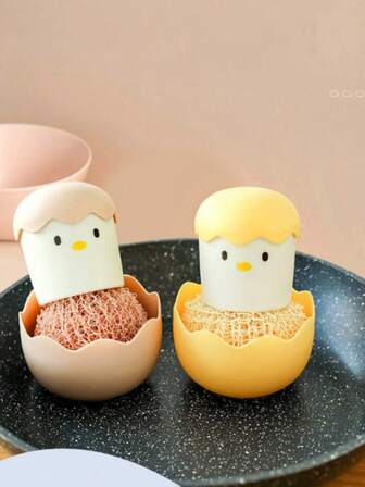 Exquisite Eggshell Pot Brush Nano Cleaning Ball Brush Kitchen Supplies Gap Pot Brush With Handle Washing Pot Brush