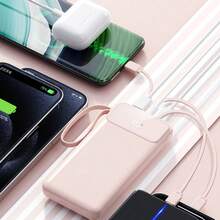 1pc 10000mAh Power Bank, Built-In 4 Cables, Smart Display, LED Light, Initial Voltage Display Inaccuracy, Suitable For Graduation Gifts, Singles Party Gifts, Bridesmaid Gifts - Multicolor - View 2