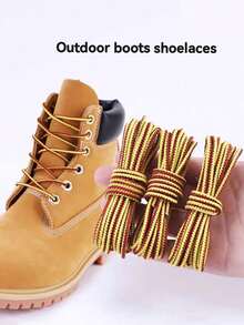 2 Pairs Thick & Sturdy Round Shoelaces, Elastic & Non-Slip, Suitable For , Outdoor Boots, Hiking Shoes, Combat Boots
