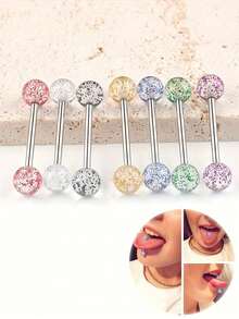 10/20/30pcs Fashionable UV Acrylic Flexible Tongue Rings, Body Piercing Jewelry - Multicolor - View 18