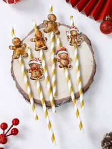 12pcs Christmas Paper Straws,Christmas Striped Straws,Truck Santa Claus Gingerbread Man Cards Decor Straws,Merry Christmas Theme Disposable Tableware,Daily Drinking And Crafts,Christmas Party Decorations For Home 2025,Christmas Table Dining Room Bottle Decor, Christmas Ornaments,Christmas Table Center Decoration,Christmas Gifts,Party Favors,Happy New Year Gifts