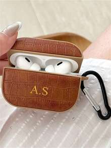 [Customized] Personalized Luxury DIY Custom Earphone Case With Your Name And Letter, Compatible With Pro 1, 2, 3, 4, And Pro 2, Crocodile-Patterned Earphone Case, With Keychain. - Multicolor - View 7