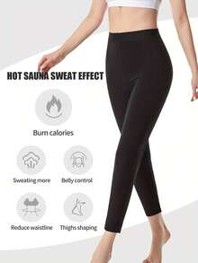 1 pieza Leggings de cintura alta que aumentan el sudor para mujeres, 4X de eficiencia de sudoración, pantalones ajustados que estilizan y dan forma, sudoración específica en cintura y piernas, milagro de moldeado corporal para fitness