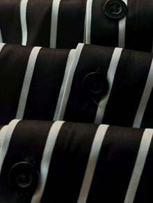 男士条纹长袖单排扣正装衬衫