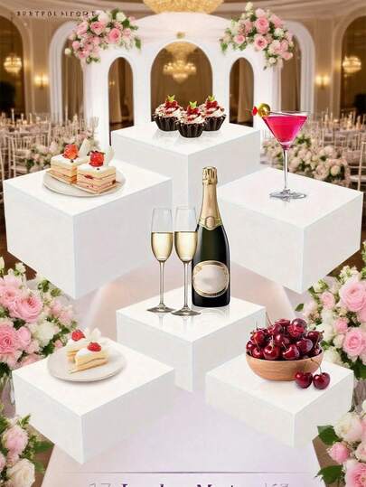 1/3/6/8 Pieces Acrylic Buffet Display Stands, Food Display Stands For Buffet Table, Dessert Cube Boxes With Hollow Bottom, Horizontal Storage For Holiday Living Rooms, Dessert & Cake Display Stands For Parties, Weddings & Other Festivals