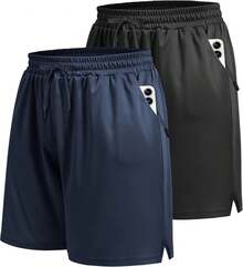 EstiloShorts Hombre Deportivos, Paquete de 2 Pantalones Cortos Deporte de Ajuste Holgado, Tela Secado Rápido, Transpirable y Ligero, con Bolsillo y Cremallera, para Correr Gimnasio Baloncesto SenderismoVersión mejorada - Negro y rojo-M - Ver 1