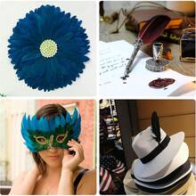 FeelfunFeather 120pcs Navy Blue Goose Feathers 6-8 Inch 15-20cm Decorative Natural Goose Nagoire Bulk Crafts Cosplay Wedding Party Halloween Home Decoration - TỰ NHIÊN - Xem 10