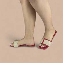 Women's Flat Sandals Comfortable Flip Flops With Luxury Strap Elegant Buckle - 紅色 - 查看 1