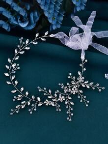 1件水钻新娘发箍，闪亮婚礼发饰，时尚迷人女士发带，适合宴会、舞会、庆祝活动、情人节配饰 - 銀色 - 查看 8