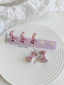 Set de decoración de arte de uñas 3D: 1 pieza de base hueca de acrílico + 5 piezas de puntas de uñas de color gelatina, con cristales de resina, cuentas, strass, efecto láser holográfico estilo coreano vintage, base de madera, 10 puntas de uñas doradas, gran regalo para niñas y mujeres