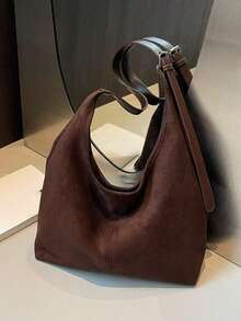 1pc Women's Suede Large Capacity Underarm Crossbody Bag (With Small Pouch), Suitable For Girls, Ladies, College Students, Young Professionals And Office Workers, Great For Work, Business, Commuting, School And Other Occasions. New Shoulder Bag, Autumn/Winter New Women's Bag, Best Autumn Wallet, Latest Fashion Suede Women's Bag, Perfect Match For Autumn Women's Clothing. - Brown - View 7