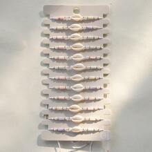 12pcs Bohemian Style Elegant Shell Beaded Adjustable Bracelets Set, Natural Shell, Women Holiday Party Gift