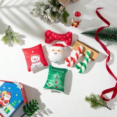 Juguetes de Navidad para perros, juguetes para masticar con hierba gatera, juguetes con chillido para mascotas para Navidad
