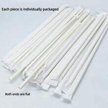 A Pack Of 100 Independent Paper Packaging Pure White Straws, With A Diameter Of 6mm/0.24in And A Length Of 197mm/7.76in, Convenient To Carry Out As Disposable Paper Straws. Thickened, Odorless, And Resistant To Soaking, It Is Suitable For Use In Restaurants, Family Gatherings, Wedding Parties, Campus Events, Business Receptions, And Party Events