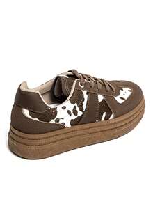 Patterned Thick Sole Sneakers - Cow - View 5