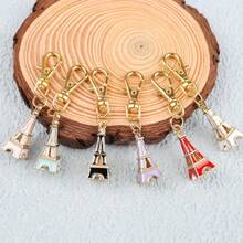 6pcs Exquisite Mini Eiffel Tower Keychain Set, Minimalist & Fashionable Design - Practical Keychains, Creative Bag Charms, 3D Hollow DIY Jewelry Accessories, Ideal Gifts For Couples, Family, Friends Christmas Gifts For Mother, Father, Graduation, And Teacher - Multicolor - View 5
