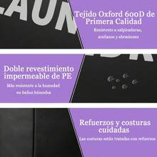 2PCS Cestos Ropa Sucia Plegable,Cesto para Ropa Sucia Fácil de Transportar,Cesta para la Colada Alta Capacidad,Fabricado de Tela Oxford,Cesto de Ropa Sucia de Primera Calidad con Asas(Gris & Negro) - Negro gris - Ver 5