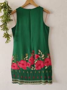 Plain  Dress With Fake - Flower Green - View 2