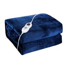 PORIYA Electric Heated Throw Blanket With 6 Heat Settings & 9-Hour Timer, Ultra-Soft Flannel & Sherpa Fabric, Overheat Protection, For Home, Office & Camping - Azul - Ver 12