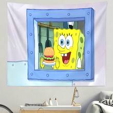 1pc Cartoon Cute SpongeBob Wall Hanging Tapestry, Bohemian Style Home Decor Tapestry, Bedroom Wall Decor, Room Wall Hanging Tapestry - Multicolor - View 12