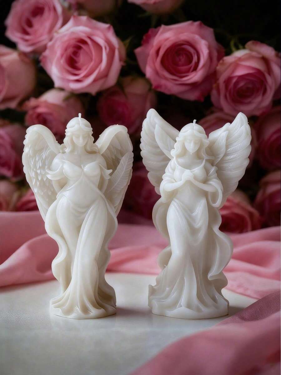 1 pieza Molde de vela de pasillo de diosa navideña, resistente al calor, flexible y fácil de limpiar, adecuado para velas aromáticas DIY, piedras difusoras de yeso, moldeado de resina y talla grande, multiusos, adecuado para decoración navideña, meditación y decoración del hogar