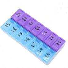 7 Day Weekly AM PM Pill Organizer, Large Pill Case Pill Box For Pills Vitamin Supplements Medication (Purple/Blue) - Blue and Purple - View 3