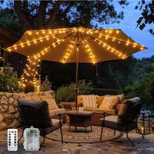 Solar Patio Umbrella Lights Cordless Lighting With Remote Control 8 Brightness Mode 104 LED Patio Light Wireless Battery Operated Waterproof For Patio Backyard Umbrella Outdoor Garden Decor(Solar/Battery Powered,With/Without Remote Control ) Fall Decor House Decor Outdoor Decor