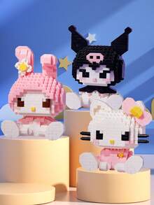 Seturile de blocuri de construcție Sanrio Hello Kitty My Melody Sanrio pot îmbunătăți concentrarea, decorarea camerei cu blocuri de construcție, cadouri de ziua de naștere, seturi de materiale pentru artizanat, model de animale de asamblat, personaje. (Cutie de culori ambalaj aleatoriu) - Multicolor - Vizualizare 13