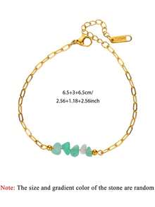 Pulsera y tobillera delicada de acero inoxidable con gradiente de color de ágata artificial, chapada en oro de 18K, impermeable, joyas doradas para fiestas, vacaciones en la playa, regalos para la mejor amiga/hija
