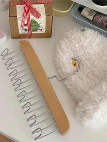 1pc 8-In-1 Wooden Multifunctional Hanger With Clips For Clothes, Ties, Scarves, Belts, Space Saving Closet Storage Organizer