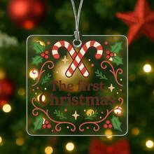 1PC Custom Personalized Christmas Ornament With Candy Cane And Holly Design, Add Custom Text For Unique Keepsake, Ideal Holiday Gift For Couples, Friends Or Family, Perfect Seasonal Decoration For Tree, Fireplace, Living Room And Festive Celebrations