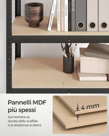 30 x 75 x 150 cm, Robusto Scaffale in Metallo a 5 Ripiani Senza Bullone, in Acciaio Verniciato a Polvere, per Carichi Pesanti, Regge fino a 650 kg, Nero - Grigio Scuro - Visualizzare 6