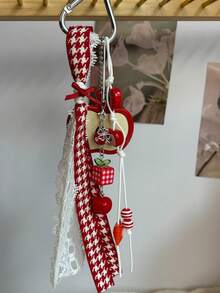 Charms pendentifs de pomme rouge et verte mignons, accessoires de bonbons, porte-clés, décoration de sac à dos