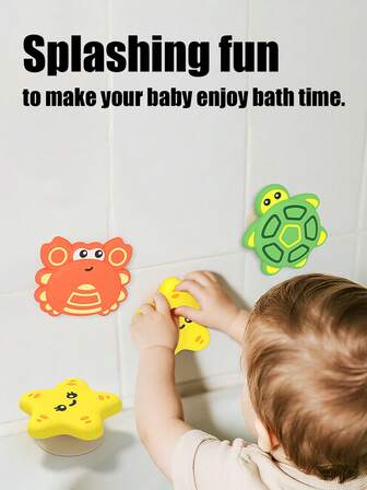 Quderbel Baby Toys, Cartoon Silicone Suction Cup Rotating Teether Toys, Chewable For Babies, Stroller, Highchair, Bath, Water Play Spinning Toys